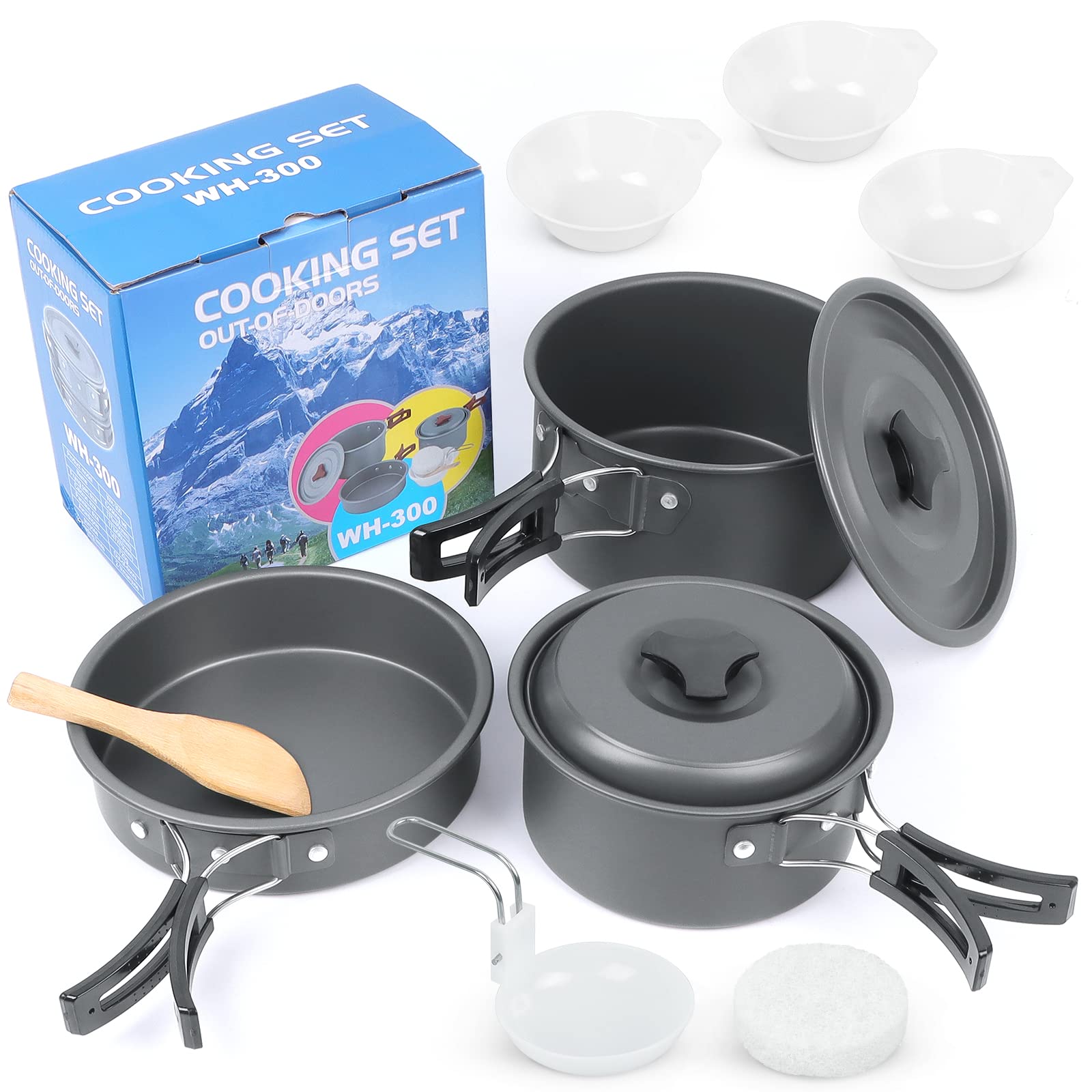 Stoviglie da Campeggio in Alluminio, Pentole da Campeggio Portatile, Set da Cucina da Campeggio Pieghevole, per 1-3 Persone, per Picnic, Campeggio, Trekking
