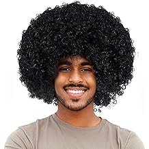 Unisex Short Fluffy Afro Funny Wigs for Halloween,Holiday Party Clown Costume