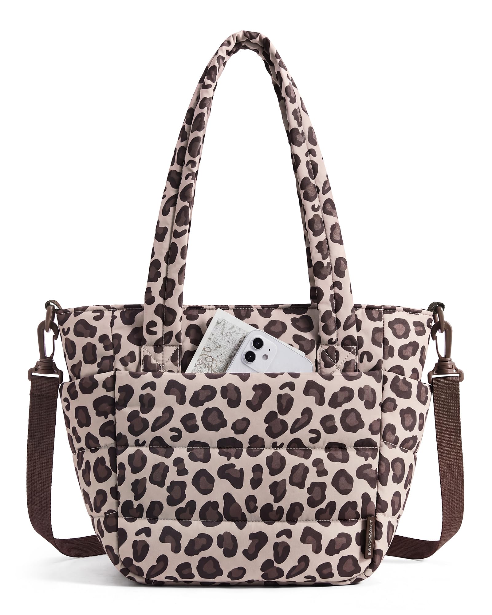 bagsmart Lunch Bag Women Small Insulated Tote with Lunch Compartment Quilted Lightweight Puffy Tote Bag for Work, Travel, Outdoor
