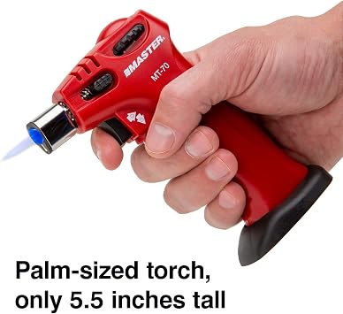 Master Appliance MT-70 Butane Torch - Torch Lighter, Self-Igniting Butane Torch Lighter, Flame Temp up to 2500F, Adjustable Flame, Butane Refill