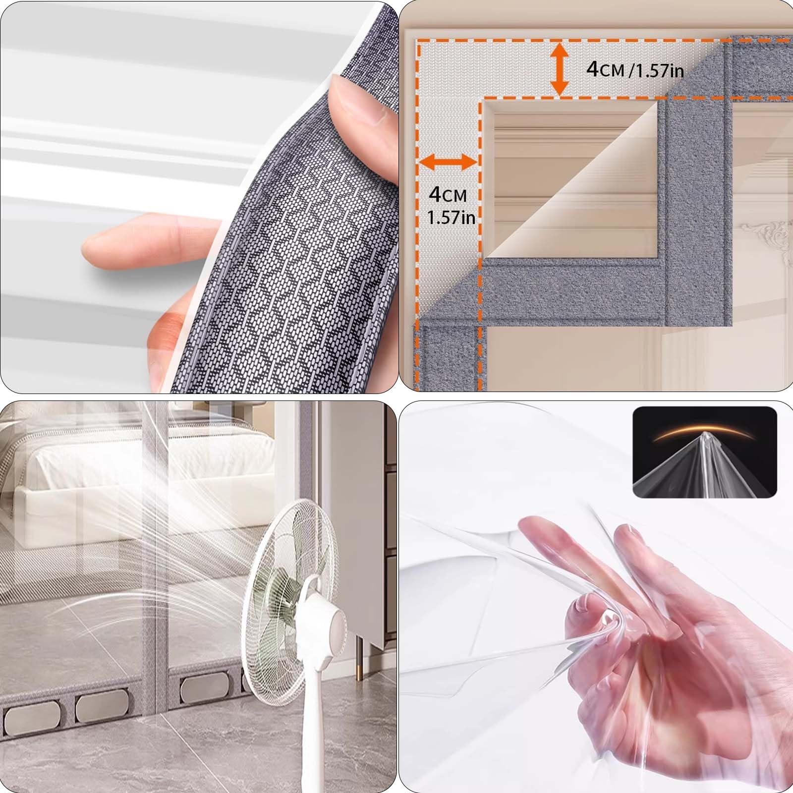 Magnet Wärmeschutzvorhang Türe Transparent Türvorhang Thermovorhang Tür Winddicht Winter Kälteschutzvorhang Ohne Bohren Kälteschutz Wärmeschutz Im Winter Für Patio Tür Schlafzimmer(W95xH230cm)