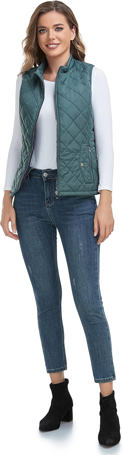 LONGKING 2025 Upgraded, Women's Outwear Vest With One Inner Pocket - Stand Collar Lightweight Zip Quilted Vest for Women - Image 7