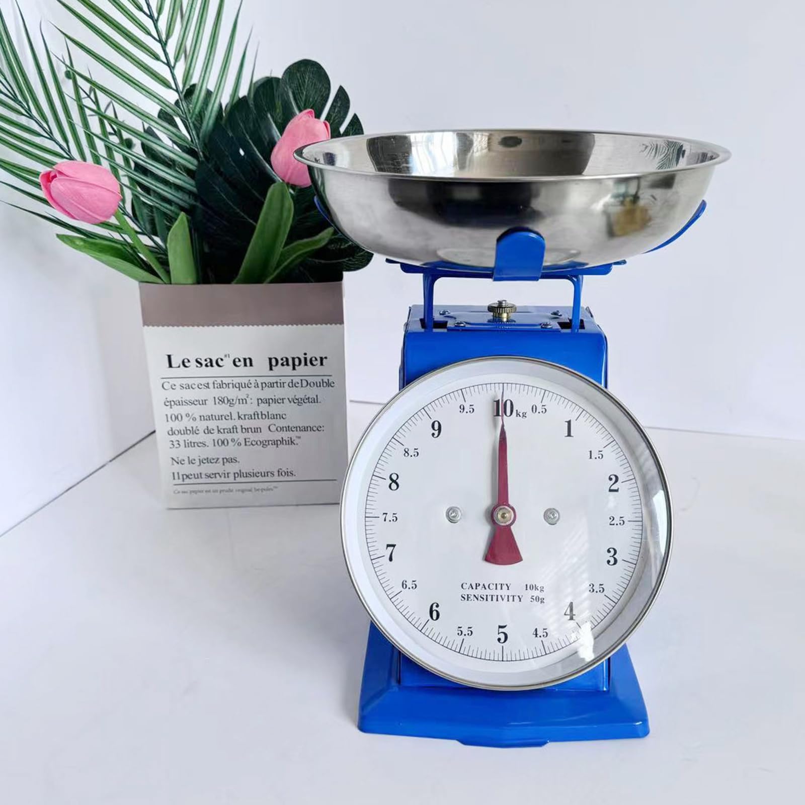 Küchenwaage Mechanische,Küchenwaage Ohne Batterie,Küchenwaage Retro Mit Tara-Funktion,Waage Für Die Küche Inkl Edelstahl Schüssel,Tragkraft 10 Kg,20Kg,10KG