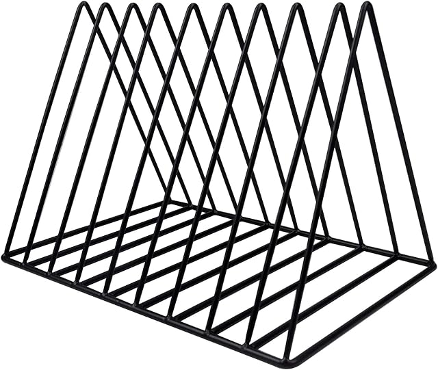 AvoDovA Desktop Magazine Rack, 9 Slots Triangle Book Holder Organiser Metal, Vinyl Record Rack Freestanding, Document File Stand, Multifunctional Desk Organizer Rack for Document Newspapers CD