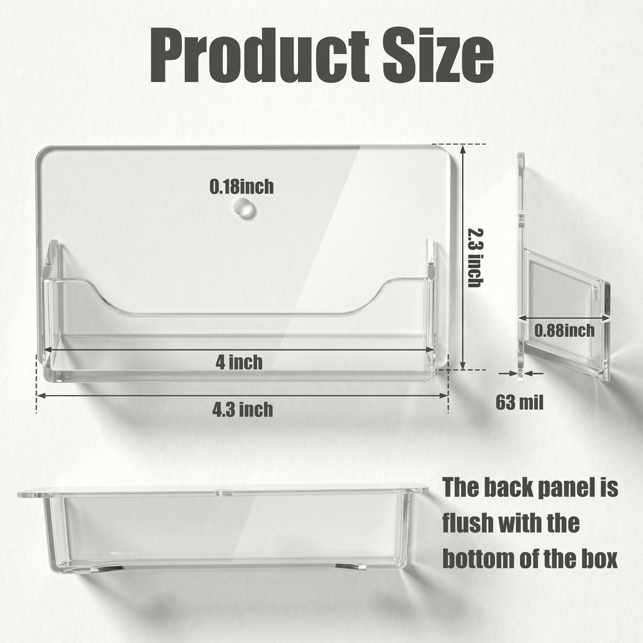 Wesiti Supporto per biglietti da visita in acrilico trasparente per montaggio a parete, 8 pezzi, misura 40-50
