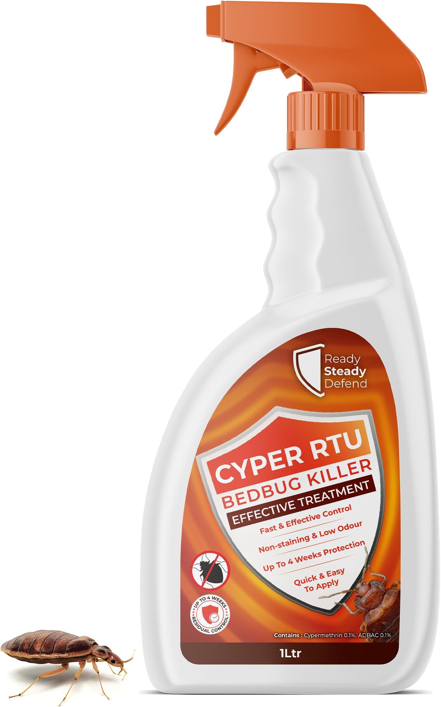 Bed Bug Killer Spray 1L Cyper RTU - Effective Bedbug and Insect Treatment, Fast-Acting Formula for Living Spaces and Home Use, Non-Staining and Long Lasting - for Eggs & Adult Bed-Bugs