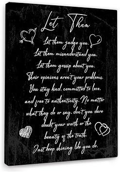 YEOION Let Them Wall Decor,Black Positive Affirmation Quotes Wall Ar Canvas Frame Print for Home Office Room Wall Decor