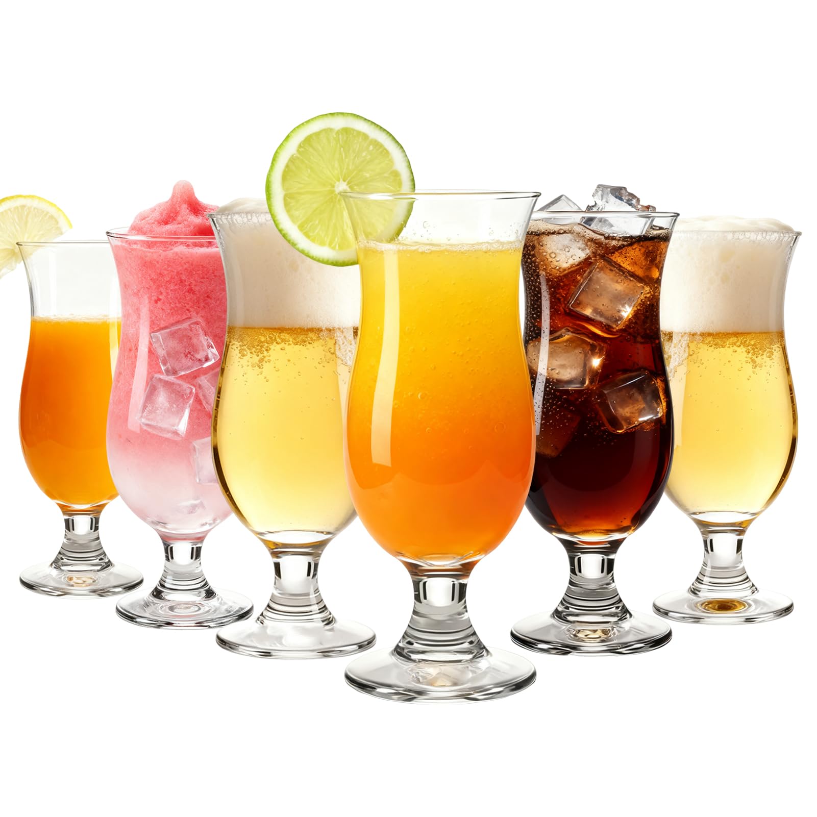 Cocktailgläser Set von 6 410 ml - Transparente Eiskaffeegläser, Milkshake-Gläser & Long Drink-Gläser - Ideal für Bier, Eis Sundaes & Cocktails(L60544)