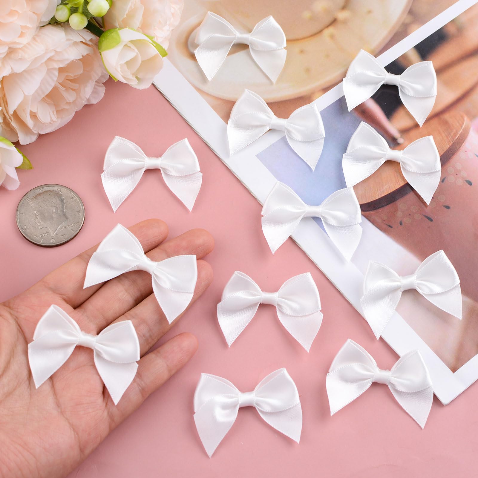 200 mini fiocchi per artigianato in raso piccoli multicolore fai da te per cucire piccoli fiocchi artigianali decorazione per regali fiori appliques fiocco accessori per capelli per matrimoni