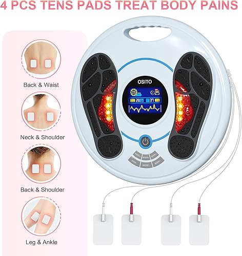 Miniatura 2 de OSITO Masajeador de circulación de pies con EMS TENS para alivio del dolor, neuropatía, estimulador de pies para fascitis plantar, músculo nervioso