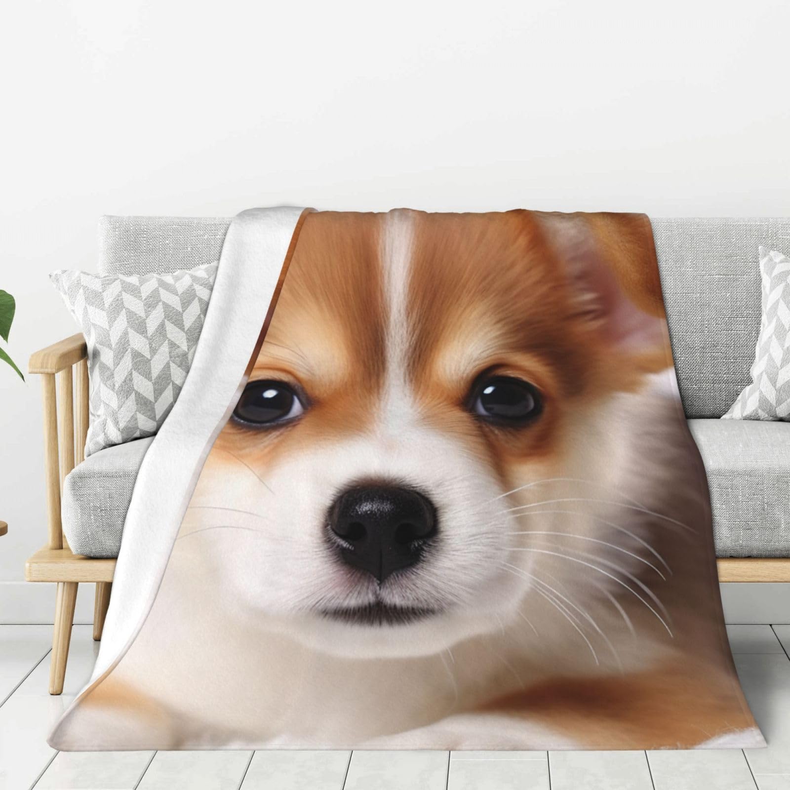 Couverture polaire pour chien mignon, flanelle douce et légère pour le lit et le canapé 152x127 cm