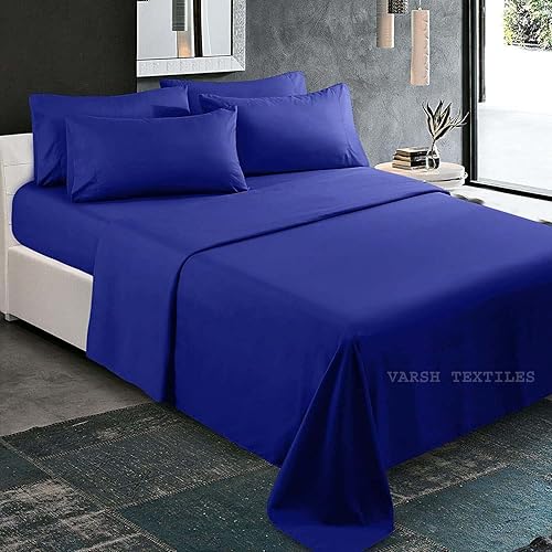 VARSH TEXTILES Juego de sábanas de 6 piezas de 100 % algodón egipcio puro, calidad de hotel, 800 hilos, tejido satinado, se adapta a colchones de 10