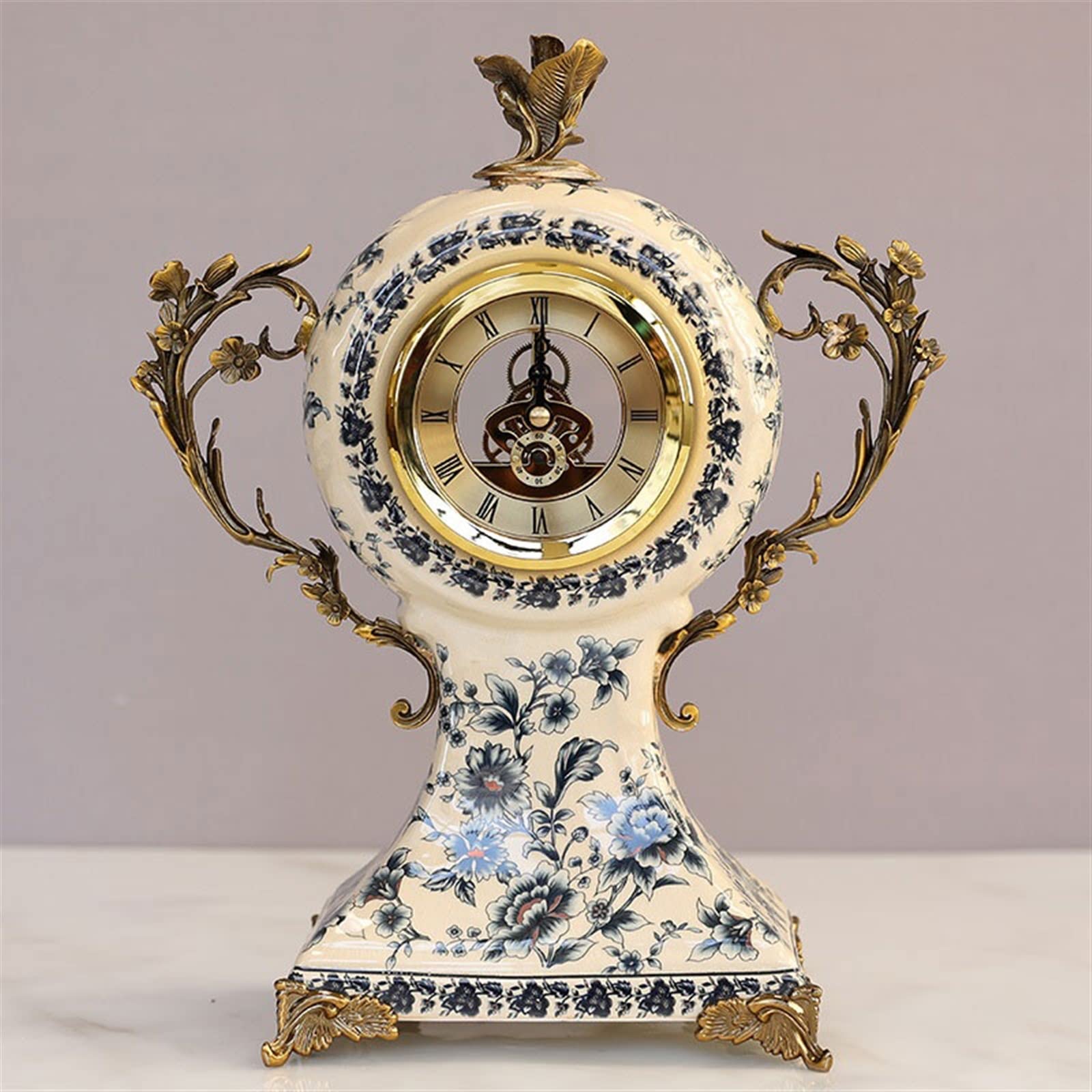 Décorative Horloge décorative de Style Classique en céramique Horloge créative Salon Chambre décoration silencieuse pour Bureau Chambre Table
