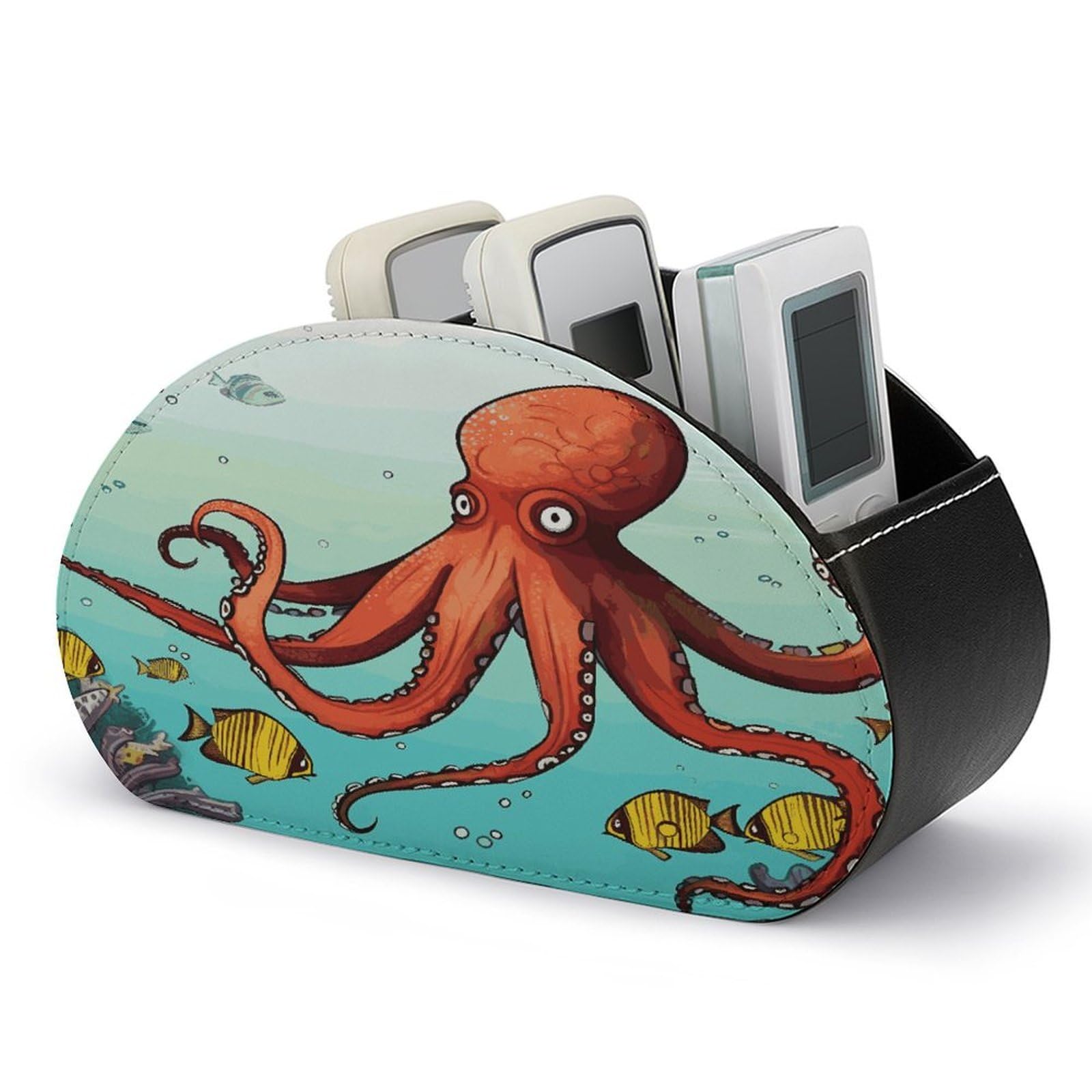 FekiLoot Giant Octopus Remote Control Holder with 5 Compartments Remote Organizer Caddy for Table TV Remote Caddy Storage Box/Tray Fits Media Controllers Office Supplies