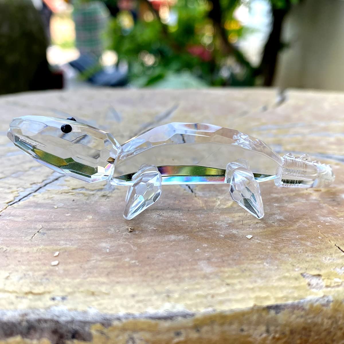 Amazon.co.jp: クリスタルかわいいワニの置物ガラス鮮やかな動物文鎮 