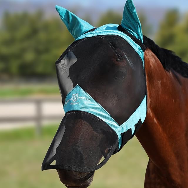 Harrison Howard Pro Luminous - Máscara antimoscas para caballo con cobertura facial completa, espacio amplio…