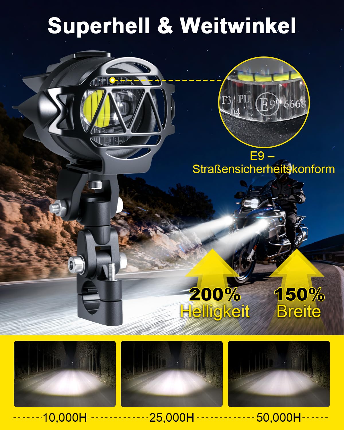 Dinfu 40W led Motorrad Zusatzscheinwerfer, 9v-60v Runde LED Nebelscheinwerfer mit E-Geprüfte LED Scheinwerfer Frontscheinwerfer mit Kabelbaum und Halterung für Motorrad ATV SUV Dirt Bike 4x4 Pickup