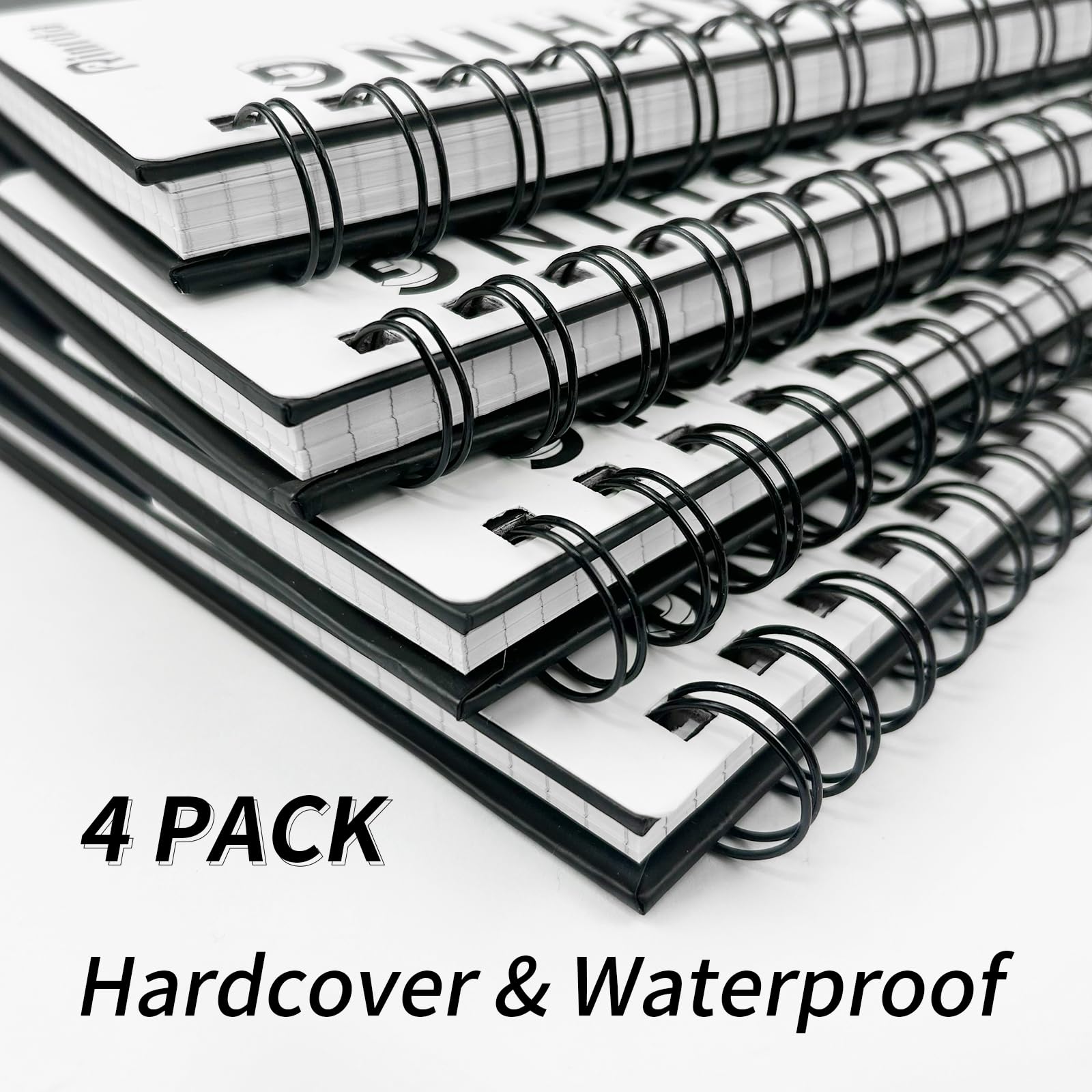 Rinrda Taccuino a spirale, a righe, 21,6 x 28 cm, confezione da 4 quaderni a righe da 7 mm, copertina rigida, 120 pagine, 100 g/m², copertina rigida, per scuola, ufficio, studio e appunti (quaderno