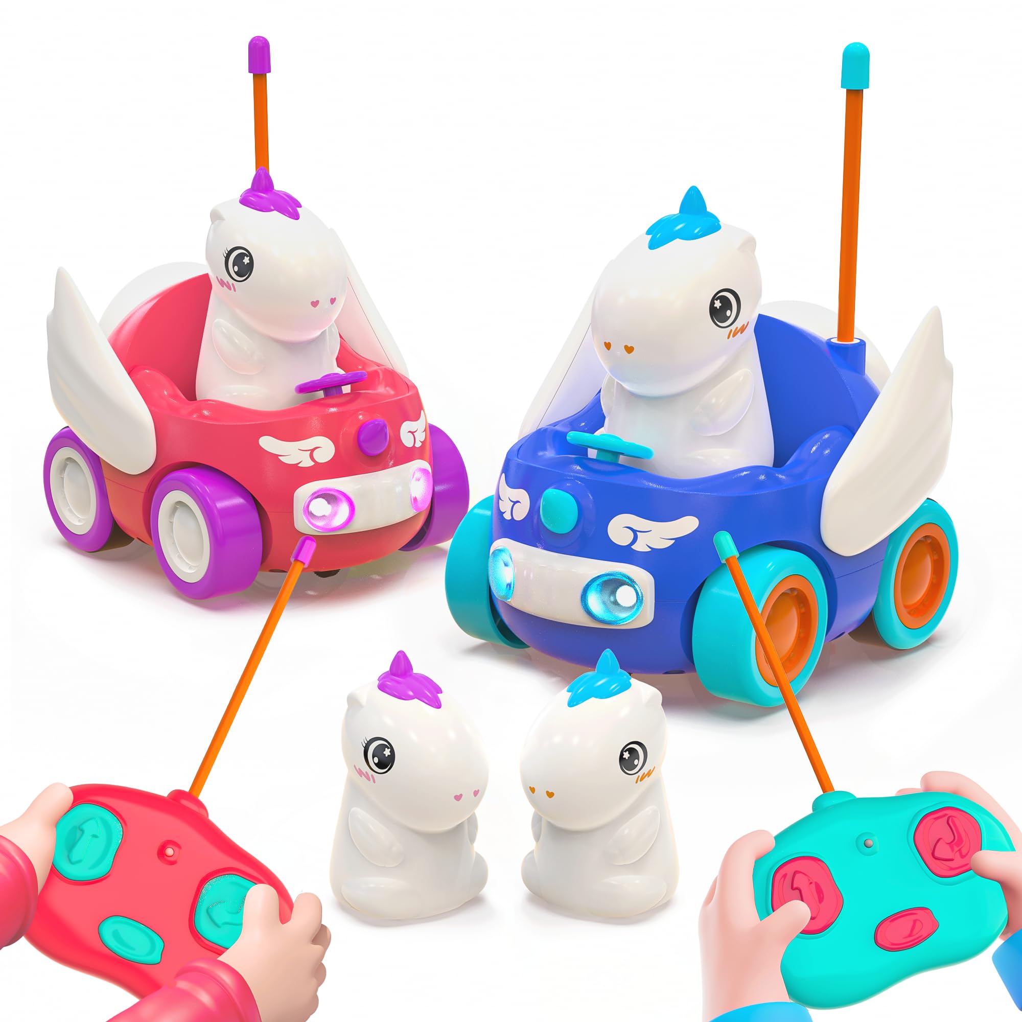 Photo 1 of BEZGAR Remote Control Car for Toddlers - 2 Pack Unicorn Toddler Toys with Replaceable Unicorn Drivers,Birthday Gift Idea for Boys and Girls - LED Lights & Music Toys for Kids Age 2 3 4 5 6 7