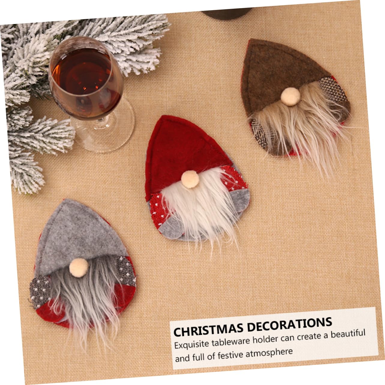 6 Pezzi Portaposate Natalizi in Rosso e Grigio Posate Decorazione Tavola per Festa Natale Supporto Originale per Argenteria e Posate Accessori Natalizi per e Pranzo Festivi