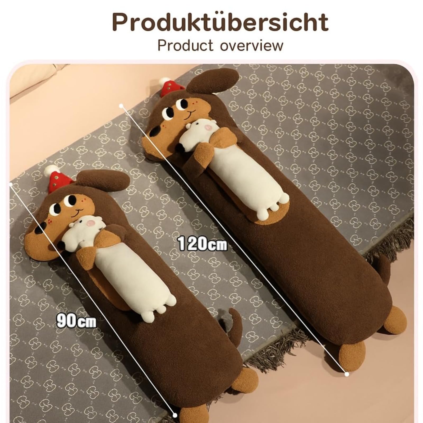 Kuscheltier Hund Plüschkissen – Cartoon Hund Plüsch Körperkissen für Kinder und Erwachsene, Weich und Kuschelig, Ideal für Schlafzimmer, (120cm,Katze)