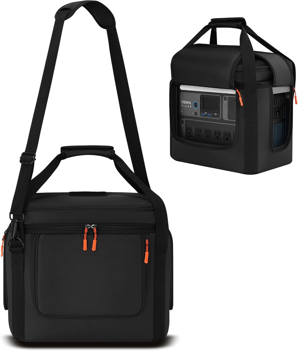Portable Power Station Case Compatible with Anker SOLIX C1000/C800/C800 Plus - Quick Access Carrying Bag with Shoulder Strap and Multiple Pockets (Black)