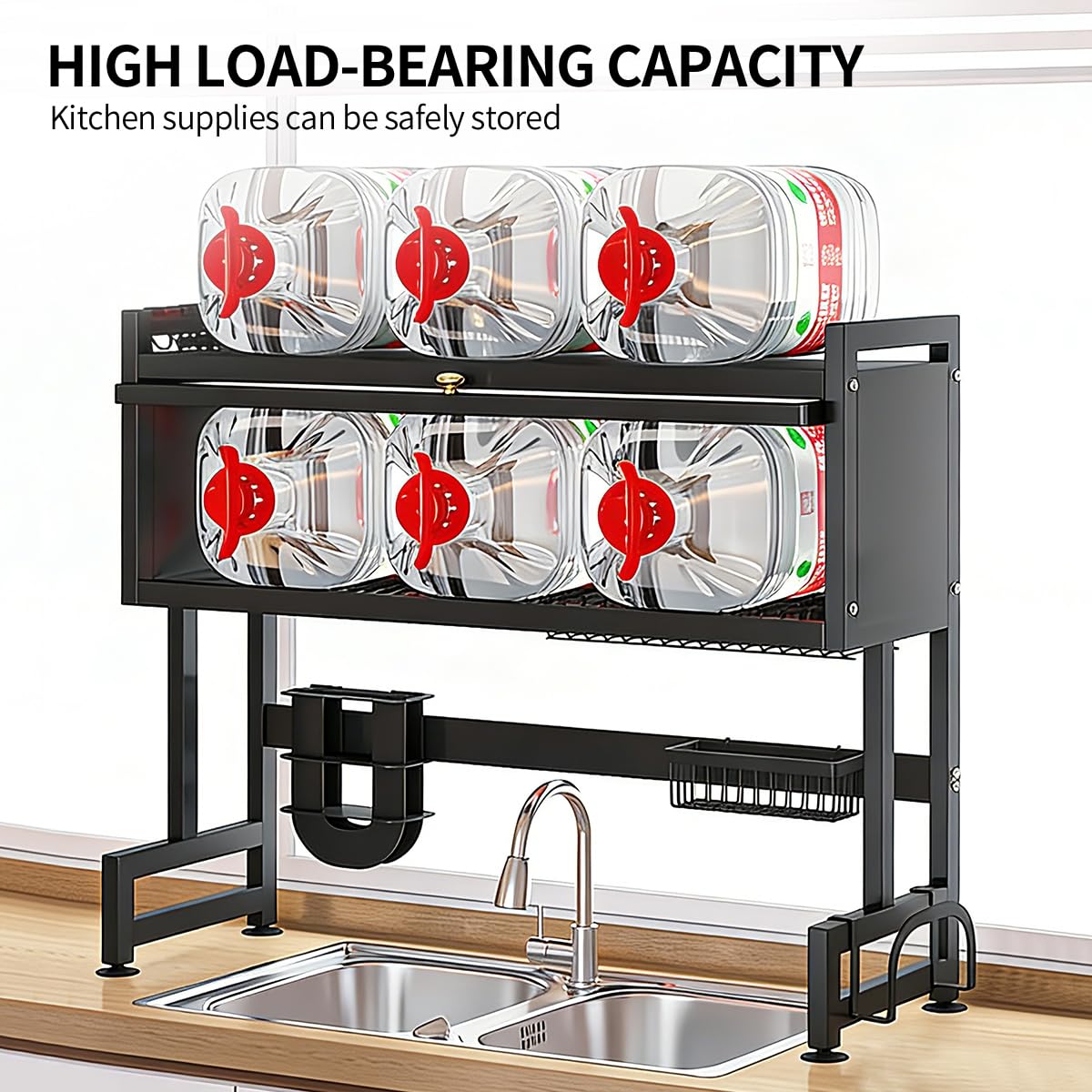Verida Escurridor de platos sobre el fregadero de 3 niveles, escurridor de platos sobre el fregadero para almacenamiento de platos y cubiertos de cocina, estante para platos que ahorra espacio con
