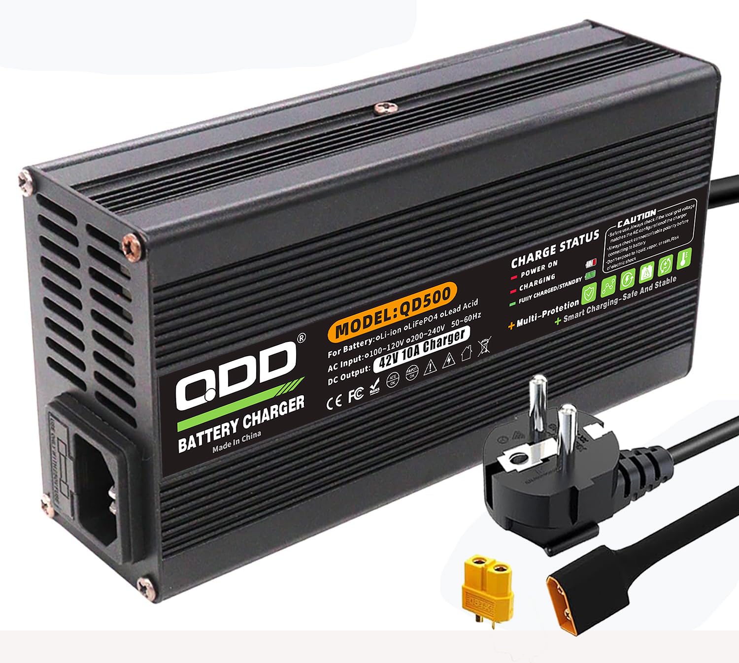 QDD Caricabatterie al litio da 42 V 10 A per 36 V 37 V 10 S agli ioni di litio con spina XT60