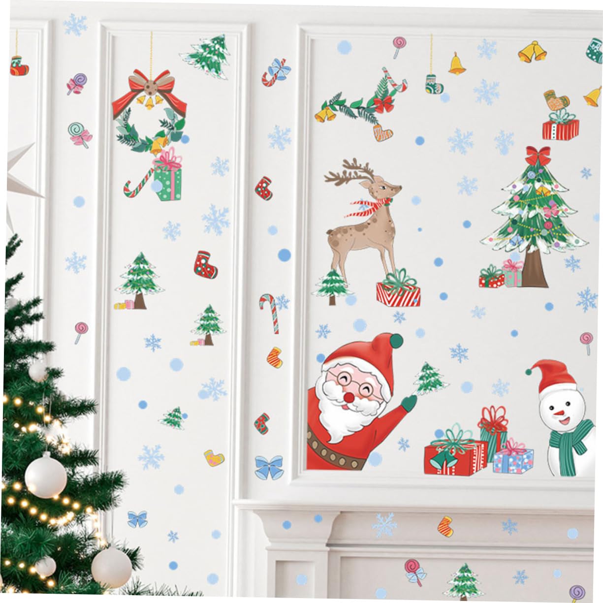 Alipis 30 Fogli Vetrofanie natalizie ornamento da appendere di Natale vetrofanie con fiocchi di neve decorazioni natalizie da parete addobbi natalizi da parete Ornamenti natalizi pvc
