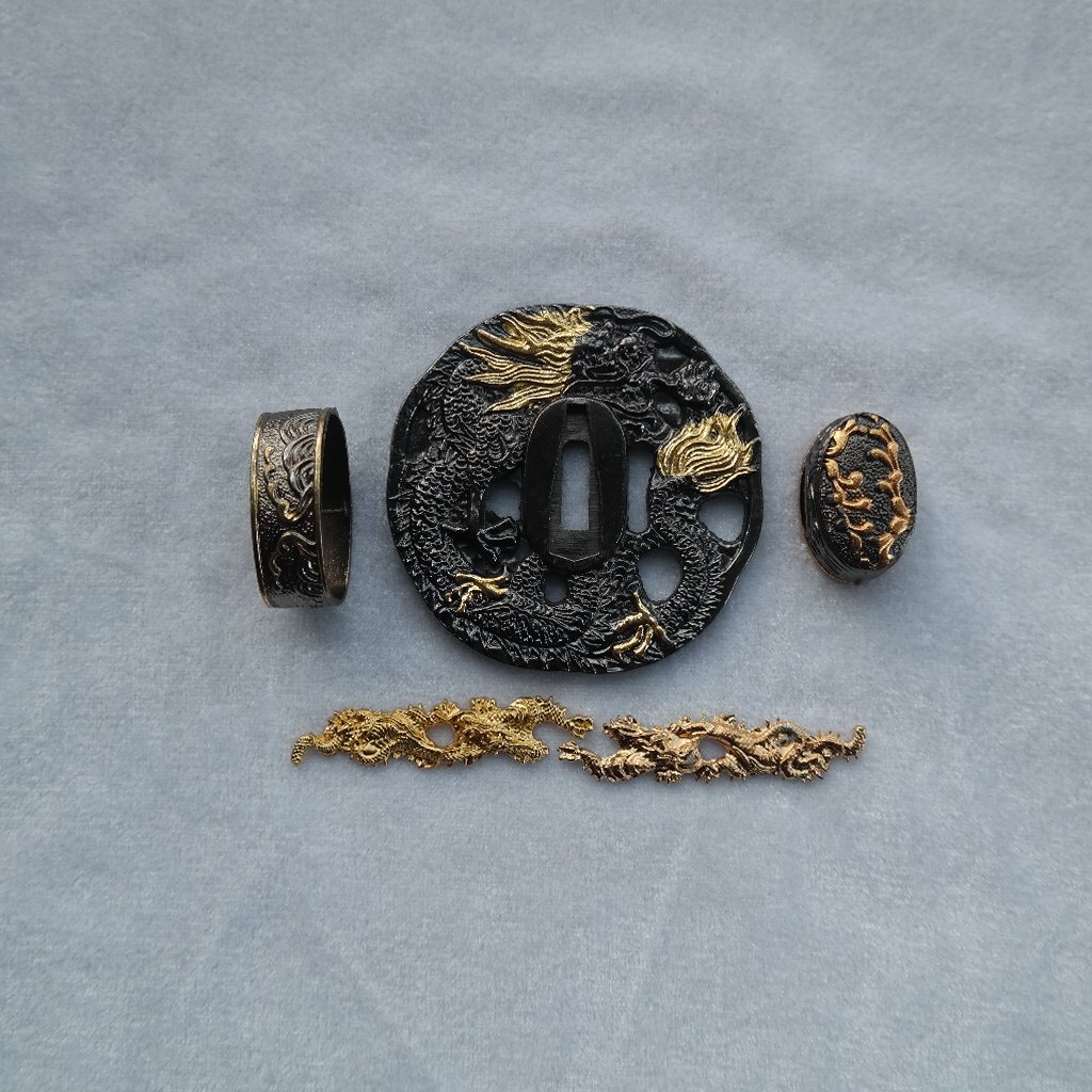 Japanese Samurai Sword KOSHIRAE – TSUBA FUCHI KASHIRA MENUKI 19-48