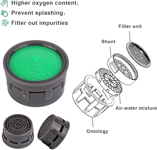 Miniatura 4 de Aireador de grifo, inserto de restrictor de flujo, piezas de repuesto para aireador de fregadero de baño o cocina, apto para aireadores de grifo de