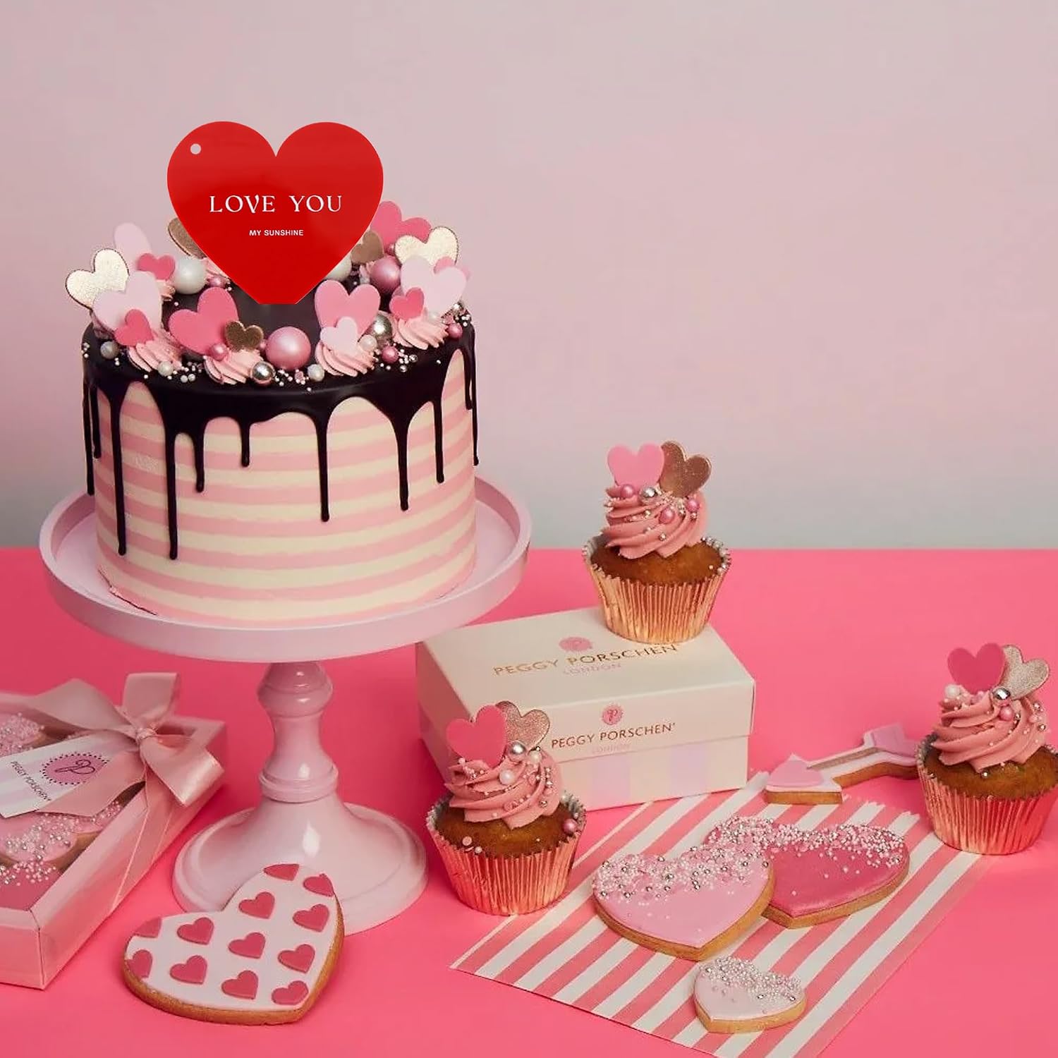 BEISHIDA I Love You Cake Topper Red Heart Acrylic Cake Decoration Sweet Heart I Love You Cake Picks Happy Valentine's Day Anniversary Mothers' Day Party Supplies for Wedding Anniversary Engagement