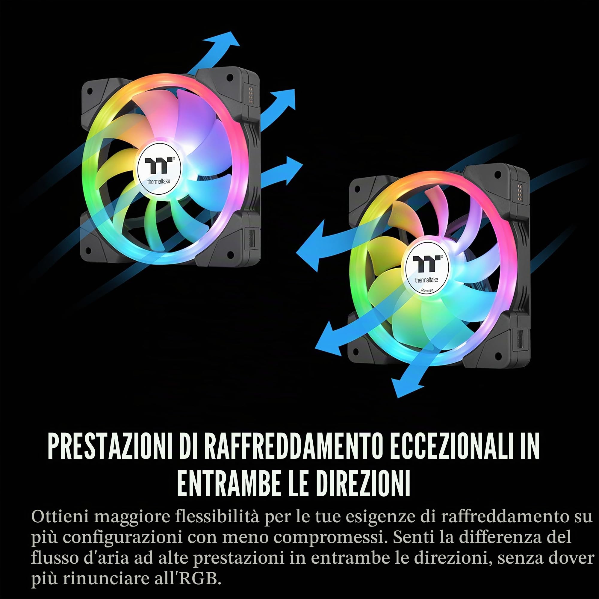 Thermaltake SWAFAN EX 14 ARGB - Ventola di raffreddamento per PC, 3 ventole, 500~2000 giri/min, connessione magnetica, lame reversibili, sincronizzazione con software MB RGB, CL-F168-PL14SW-A, nero