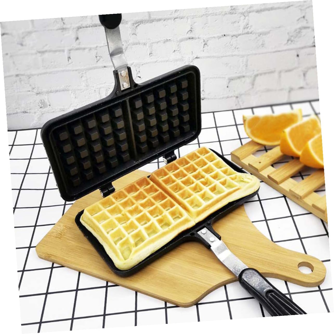 TOYANDONA Stampo per waffle in alluminio fuso a pressione antiaderente, adatto al forno e resistente al calore, per feste, colazione e uso domestico