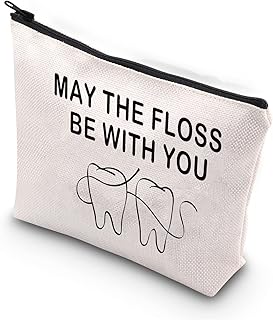 Dentist Gift Dental Hygienist Cosmetic Bag May The Floss Be with You Zipper Pouch for Dental Hygienist Dental Assistant Makeup Bag (Floss with You CA)