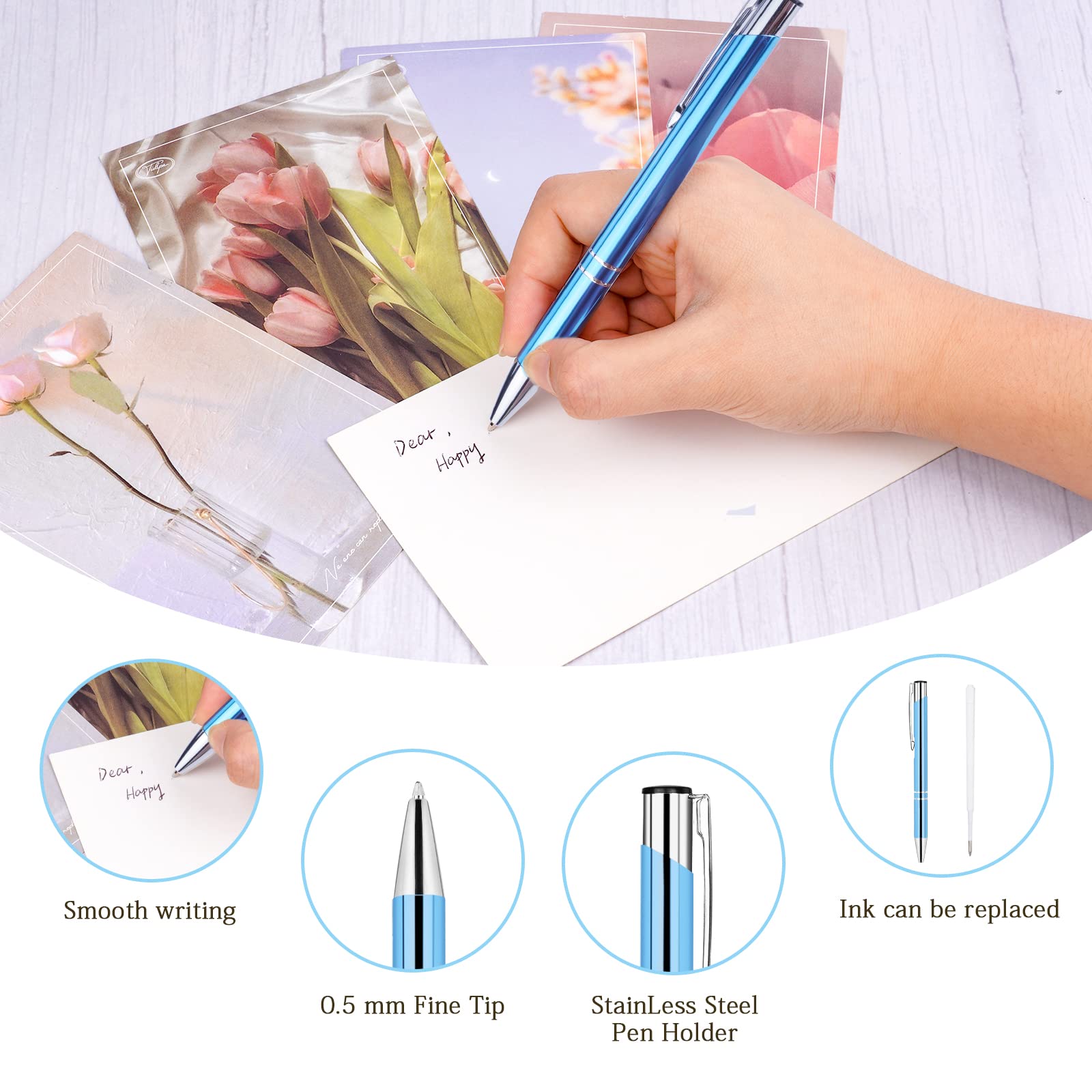 Stylos Bille 2-en-1 Avec Stylet - 6 Stylos + 12 Recharges - Bureau, École