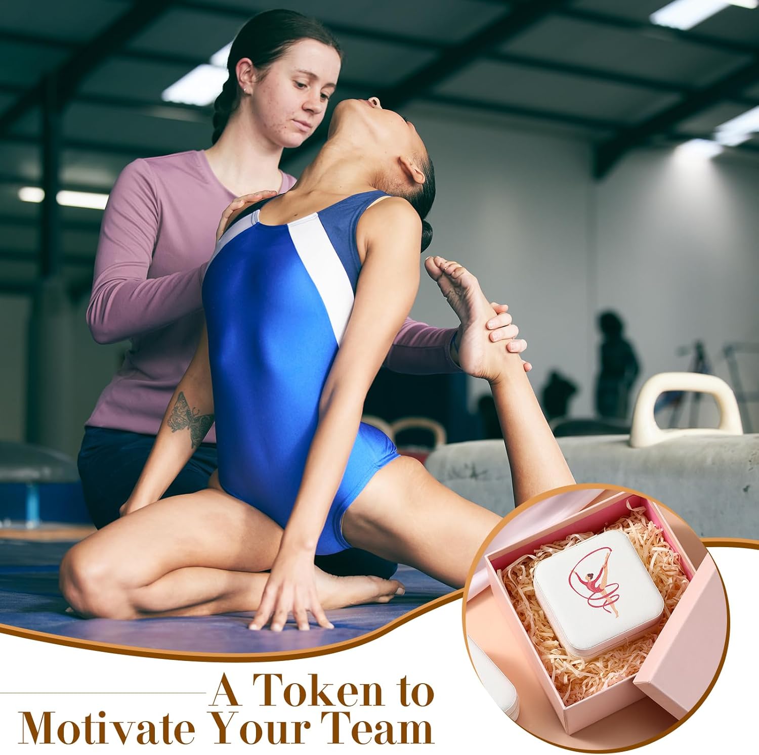 Kenning 12 Pcs Gymnastics Team Gift Gymnastics Travel Jewelry Box Small Portable Case for Women Gymnasts Coach Team Gift