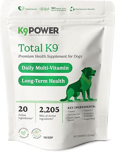 K9 Power Total K9 para perros de 1 libra - Apoya la salud de las articulaciones - Aumenta la función inmunológica - Mejora la fuerza muscular -