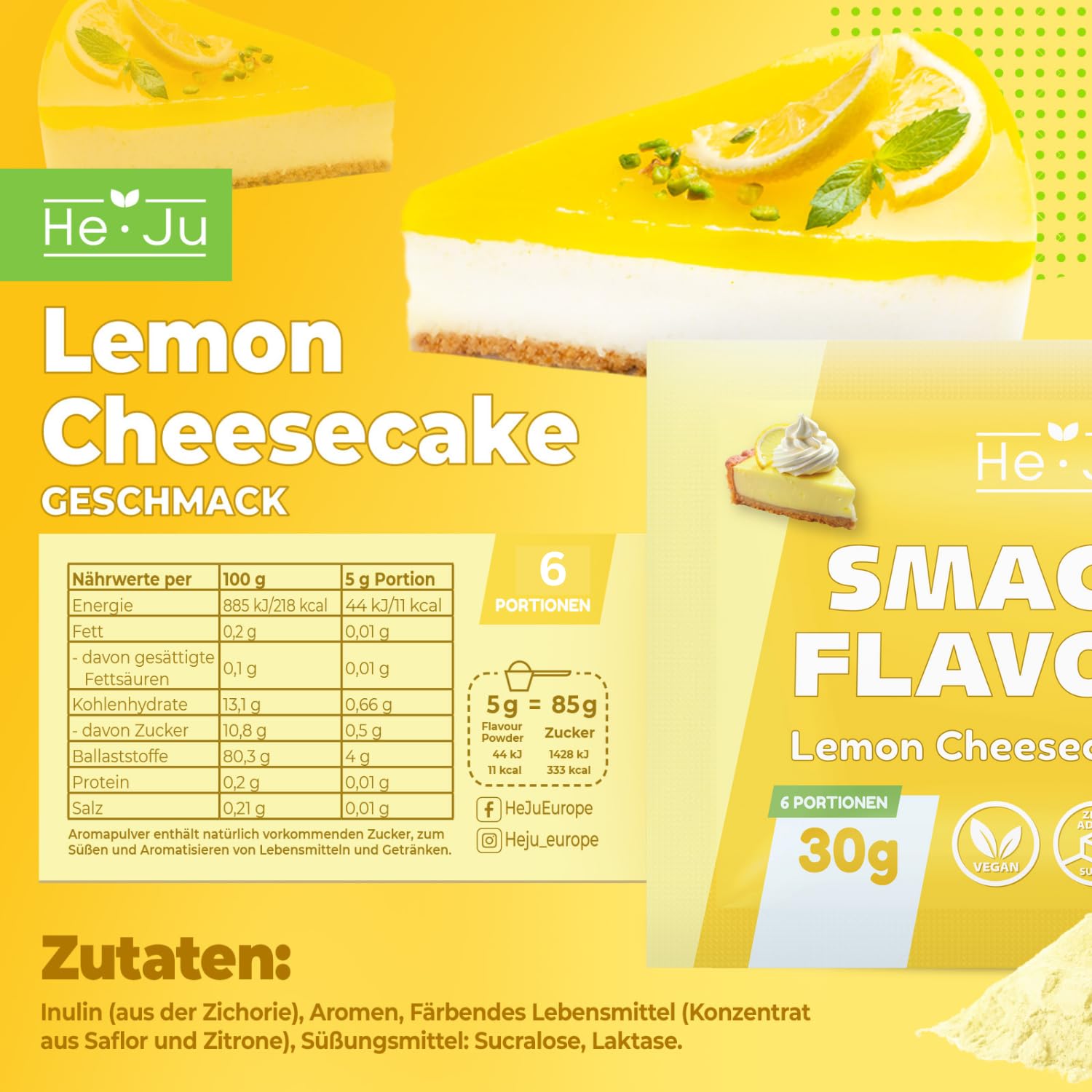 He-Ju Flavour zestaw próbek proszku 8 x 30 g, różne rodzaje proszku smakowego