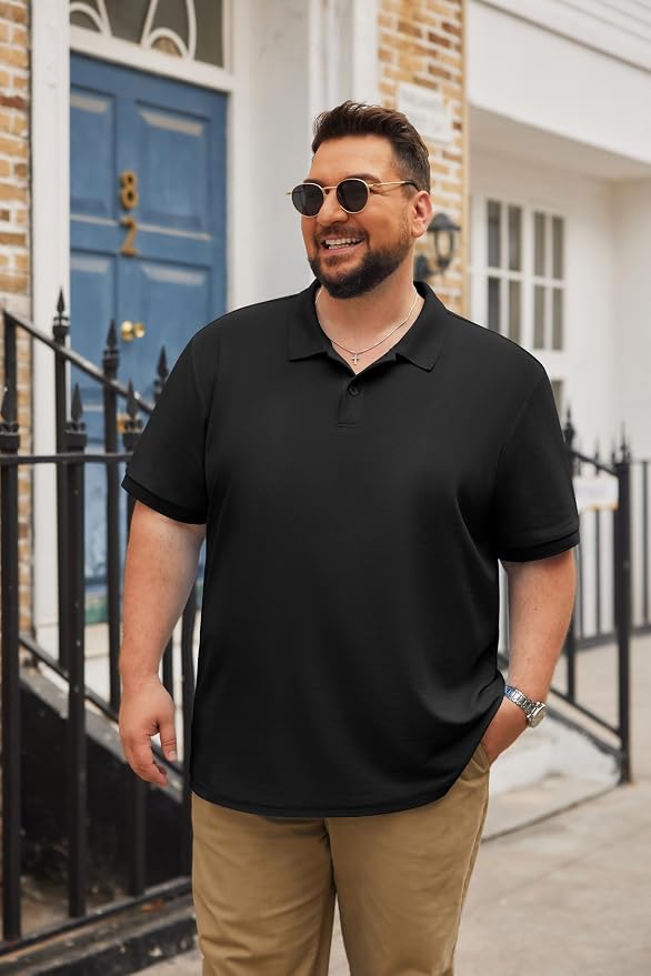 Polo para hombre talla grande y alta manga corta algodón miniatura 2
