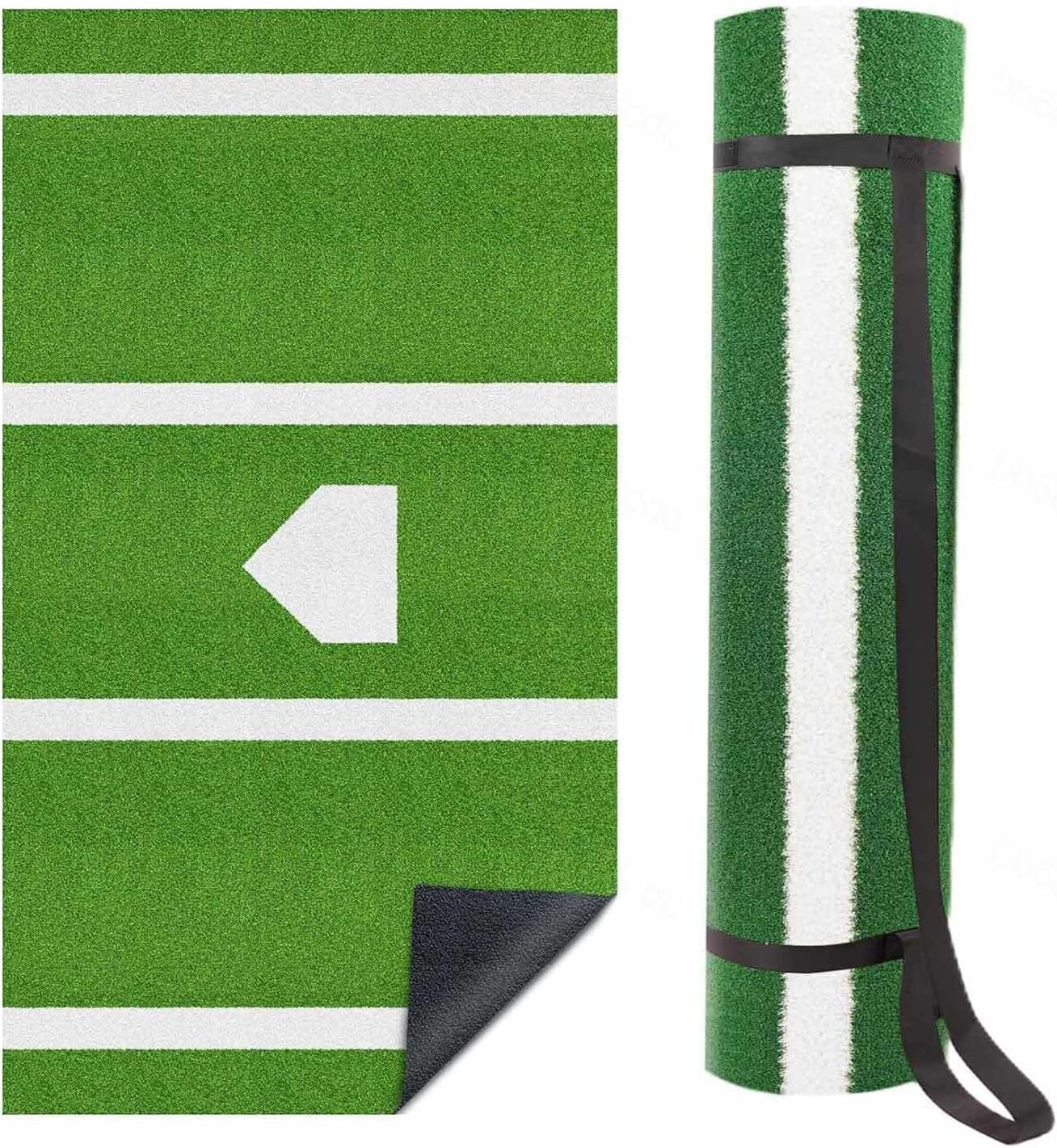 Baseball Hitting Mat, with Home Plate Batters Box Turf Mat, Batting Mats, with Non-Slip Rubber Backing Indoor and Outdoor Use