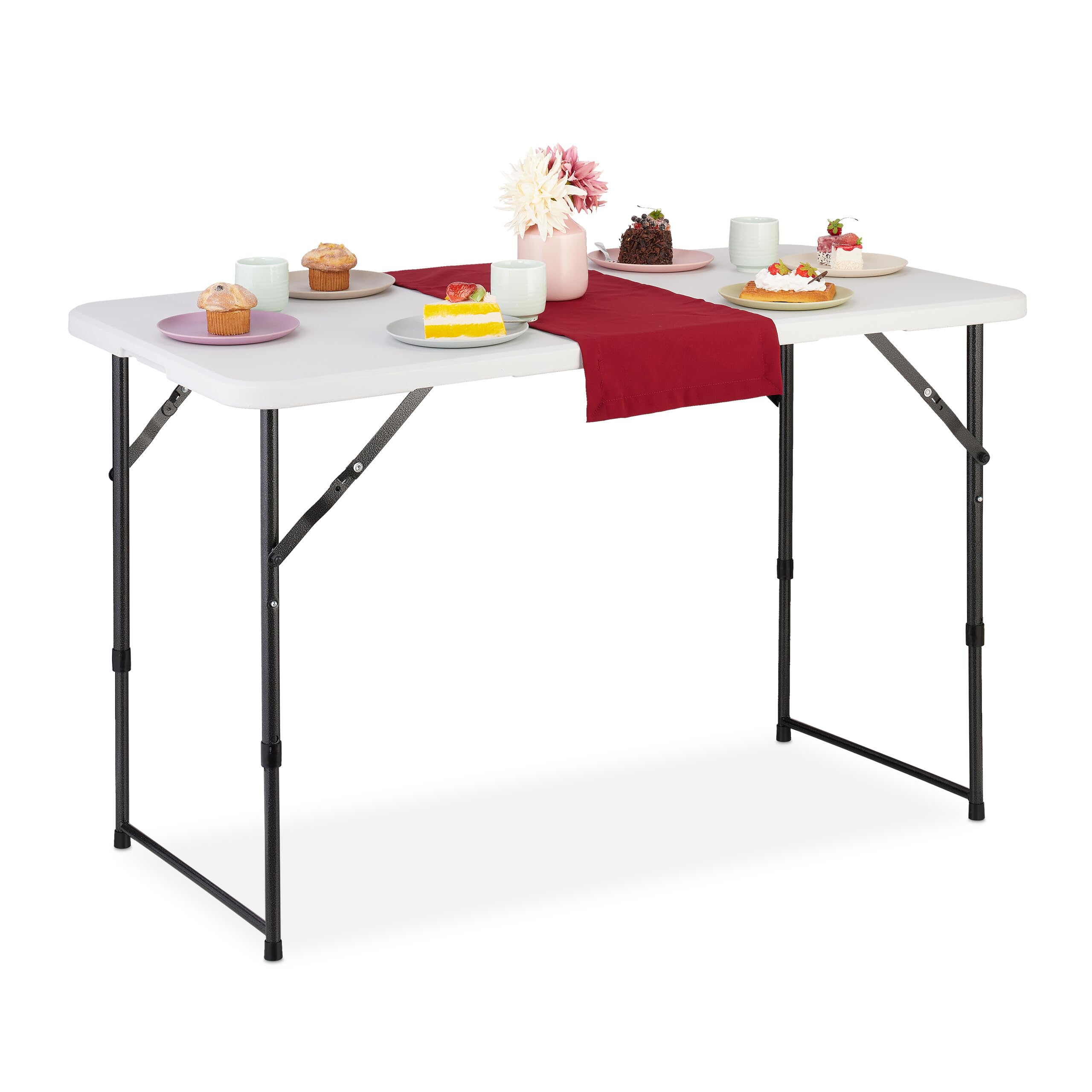 Table de camping pliante stable et robuste en plastique blanc pour l'extérieur