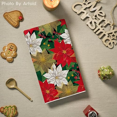 Miniatura 4 de Artoid Mode Holly Poinsettia - Juego de 4 toallas de cocina navideñas de 18 x 26 pulgadas, decoración de invierno de temporada
