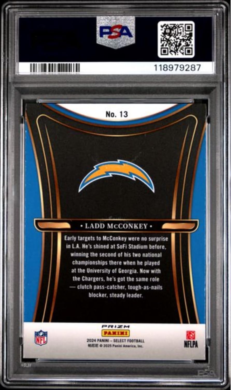 Graded 2024 Panini Select Ladd McConkey #13 Phenomenon Prizm Rookie RC Football Card PSA 10 Gem Mint