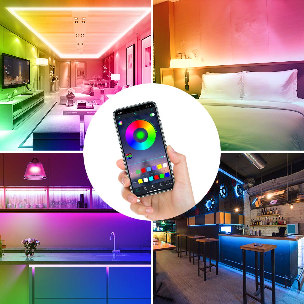 Striscia LED 30 M Impermeabile, IP65 RGB Cambia Colore, Striscia LED Bluetooth, Music Sync, Catena Luminosa A LED Con Telecomando E Controllo App Per Feste - Foto 6