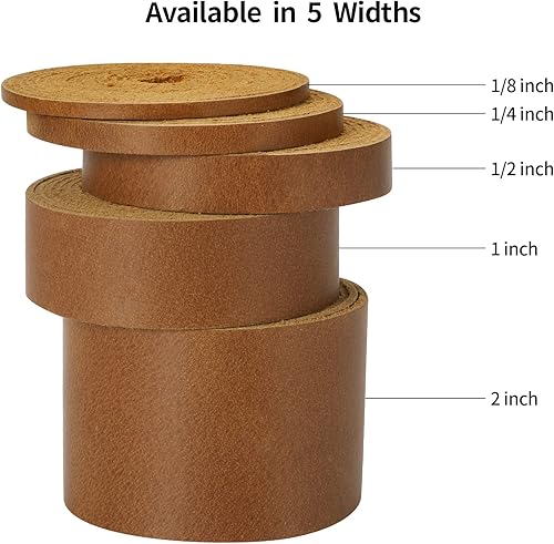 Miniatura 4 de Ringsun Tiras de cuero planas de 18 pulgadas de ancho para manualidades, cordones de cuero para botas, correas de cuero de grano completo para