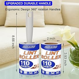 Lint Rollers for Pet Hair Extra Sticky, 440 Sheets Mega Value Set for Clothes, with 2 Handles 4 Refills, Lint Remover for Dog, Cat, Furniture, Carpet