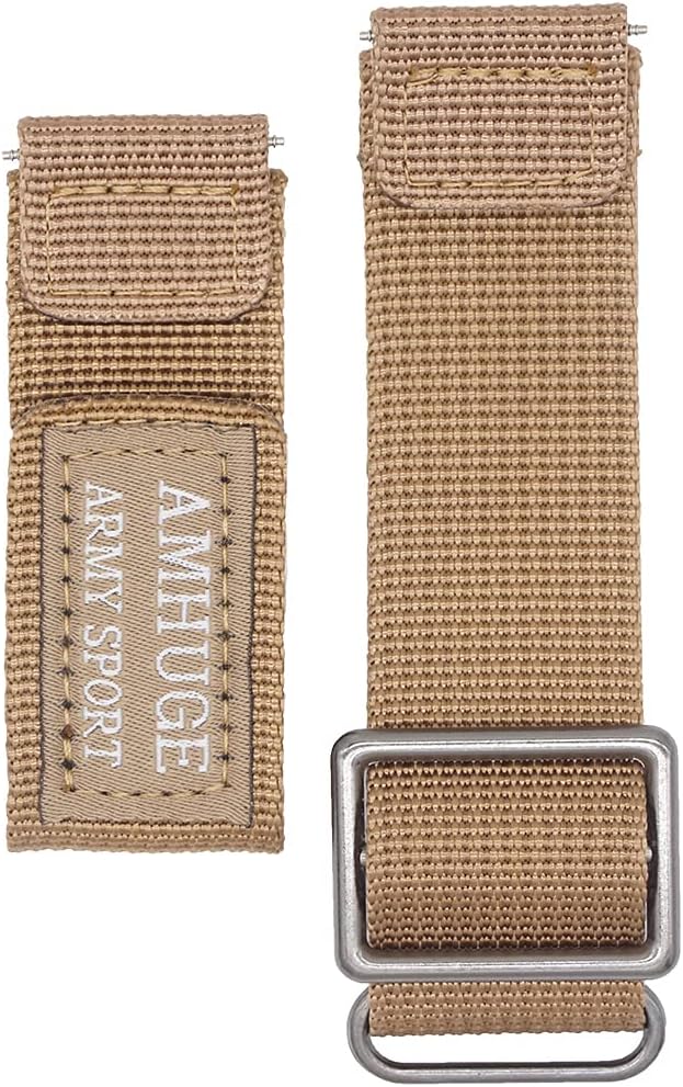 Hook&Loop Military Style Nylon Watch Strap Length Adjustable-Choice of Color & Width (18mm, 20mm, 22mm, 24mm)-Waterproof Sport Watch Band for Men or Women
