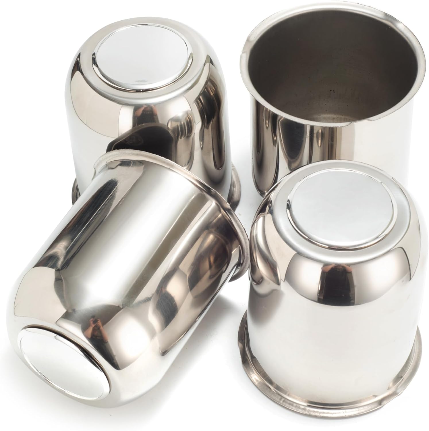 4 Pcs 3.74" Push Through Wheel Center Caps for Truck Trailer RV - Top Plug removes Stainless Steel Hub Caps (Fits 3.74" Bore, 4.33" Tall, Chrome)