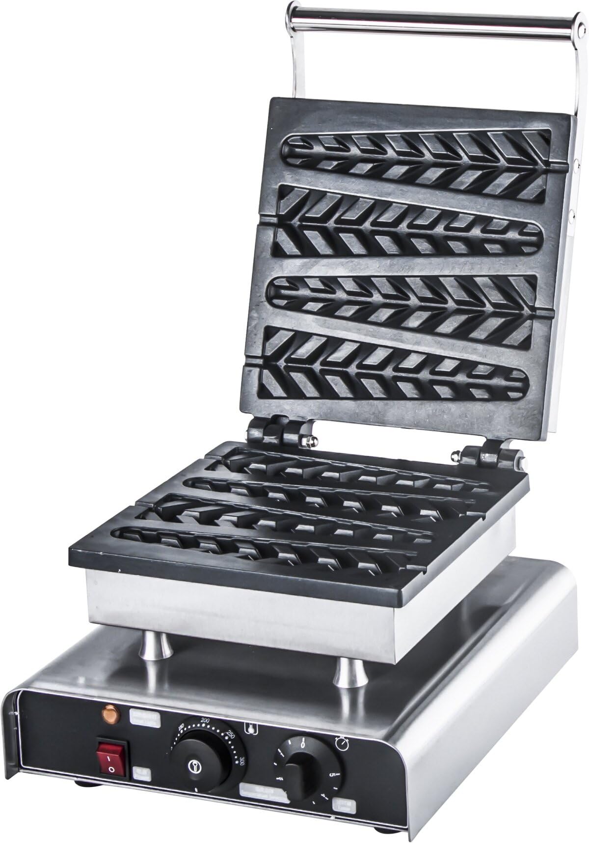 GastroHero Lolly - Piastra per waffle per waffle sul manico, macchina per waffle in acciaio inox, regolazione della temperatura da 0 °C a 300 °C, piastra per waffle per gastronomia